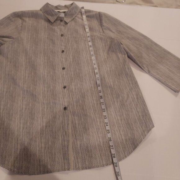 Lafayette 148 New York Chevron Print 3/4 Sleeve Button Front Blouse Size Lg NWT - Picture 6 of 8